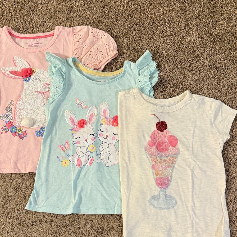 Isaac Mizrahi Kids Bunny and Sundae Tees - Pink, Blue, Cream